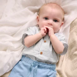 Rompers & Jumpsuits>Fixoni Stripe Woven Romper 6-24m Blue