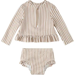 Swimsuits>Petit Lem Striped 2 Piece Longue Sleeves Swimsuit 2-5y Beige