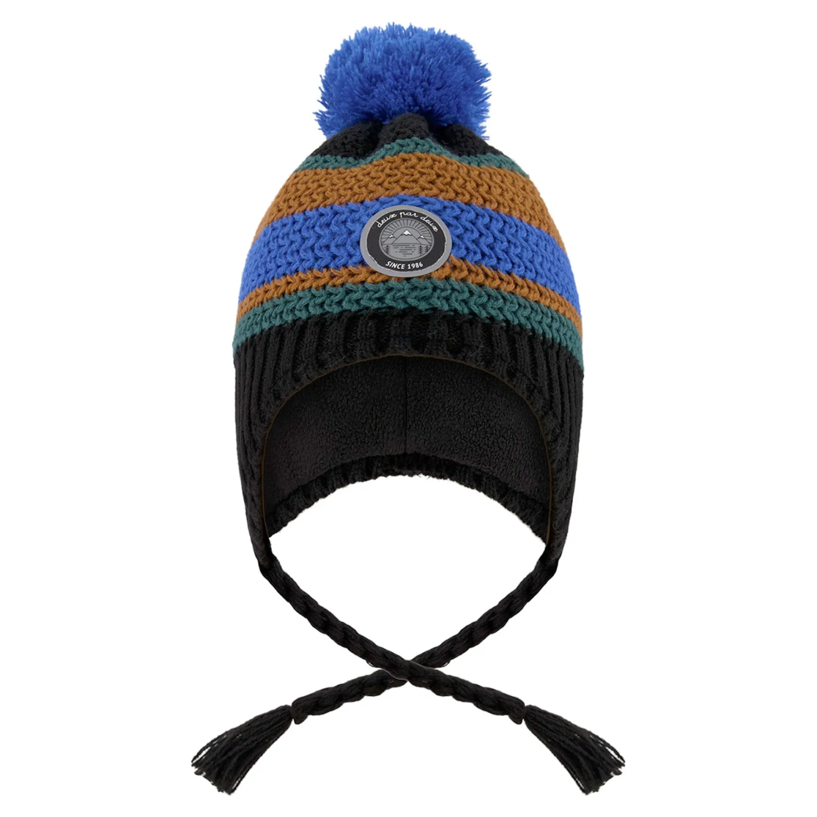 Beanies>Deux par Deux Striped Knit Hat 2-14 Navy