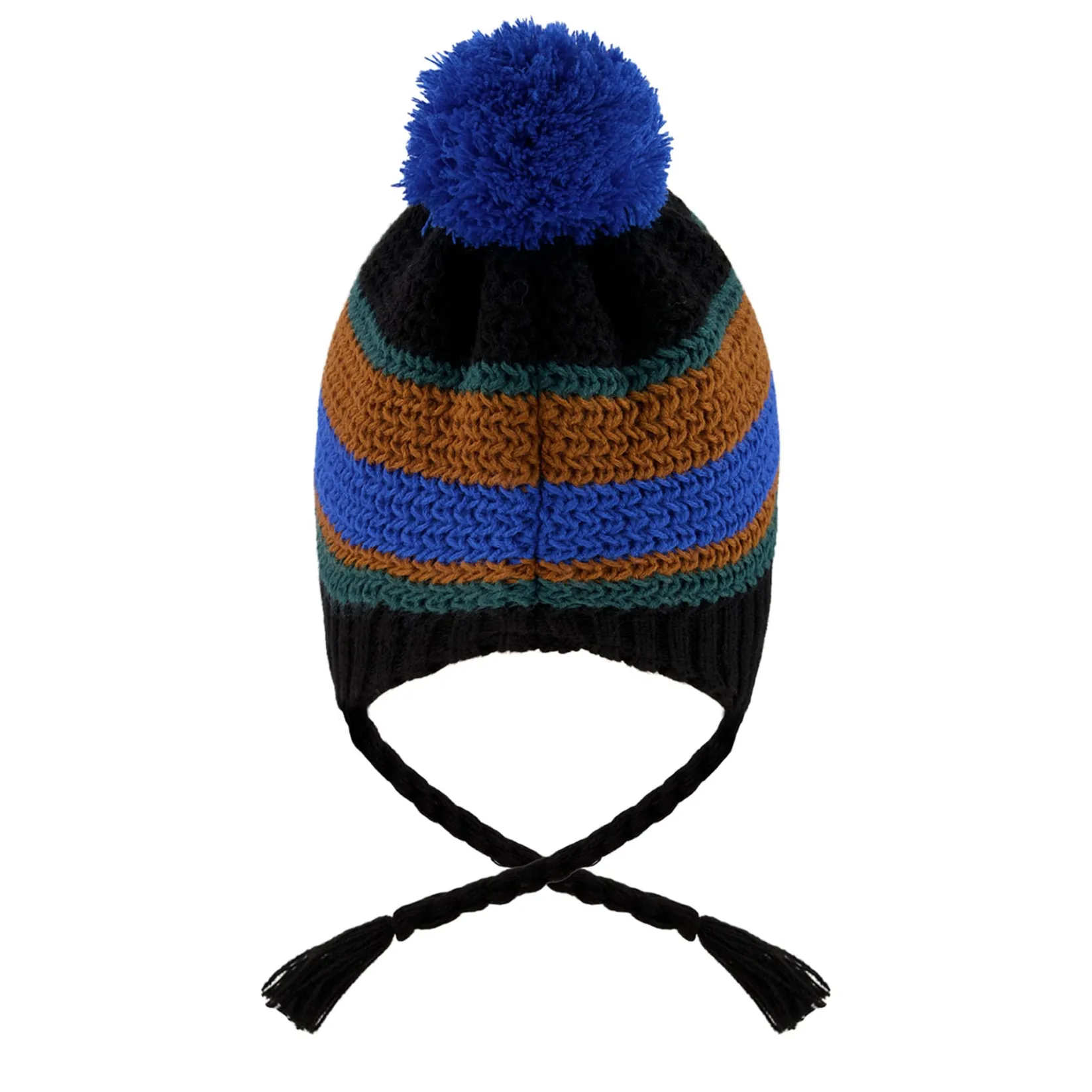 Beanies>Deux par Deux Striped Knit Hat 2-14 Navy