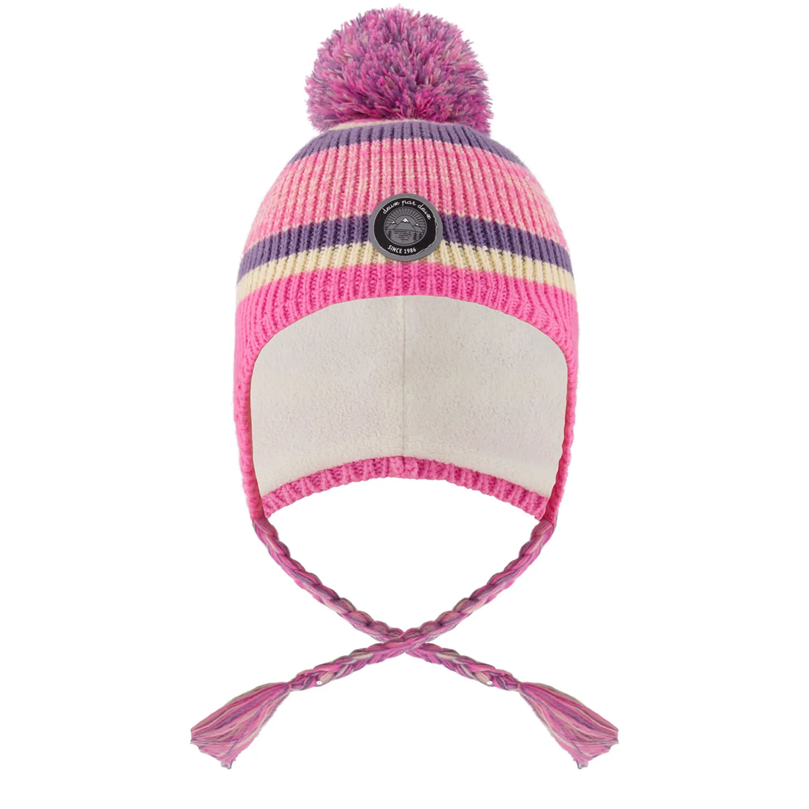 Beanies>Deux par Deux Striped Knit Hat 2-14 Pink
