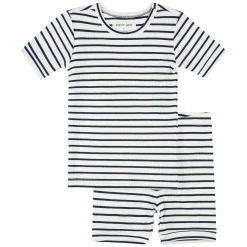 Pajamas & Bathrobes|Pajamas & Bathrobes>Petit Lem Striped Ribbed Pajamas 2-7 Navy