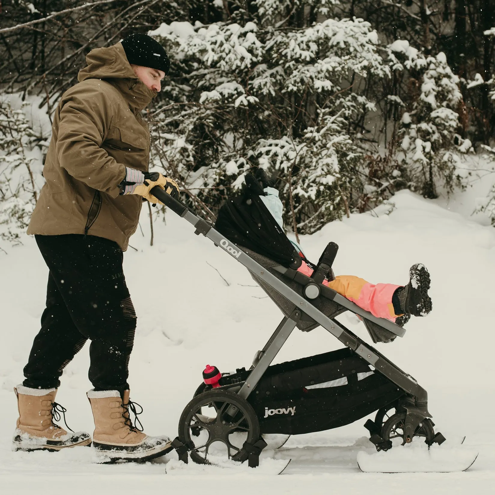 Stroller Skis - 4 Wheels Set Kids Winter Activities|Strollers & Trailers