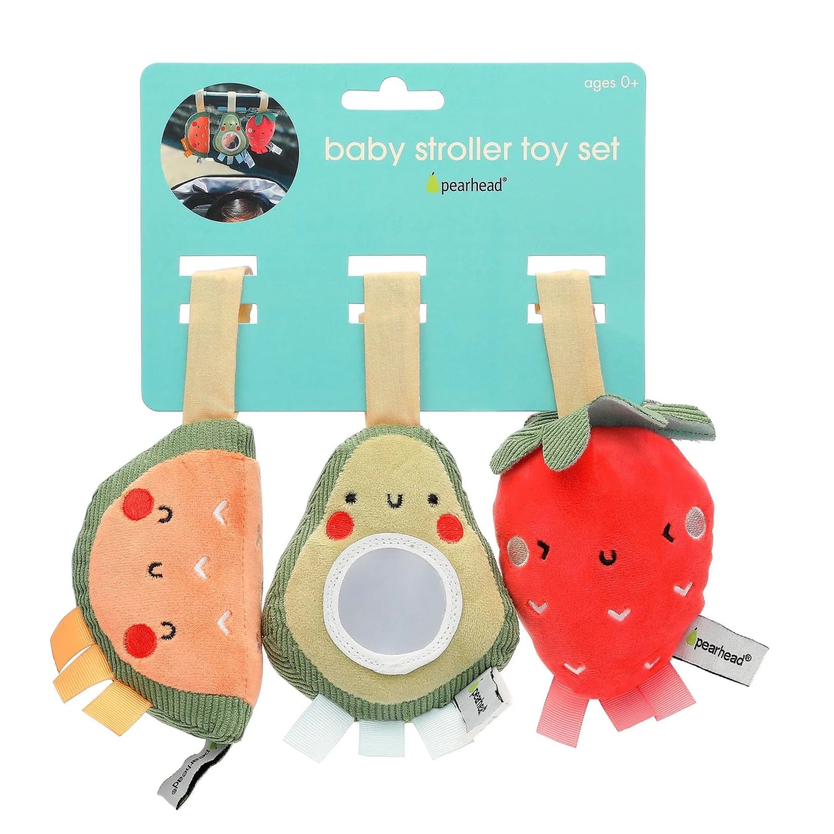 Clearance Stroller Toy Set of 3 - Watermelon, Avocado, Strawberry Stroller & Car Seat Toys|Developmental Toys