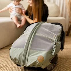 Outdoors & Travel|Blankets>Petit Coulou Summer Car Seat Cover - Sage