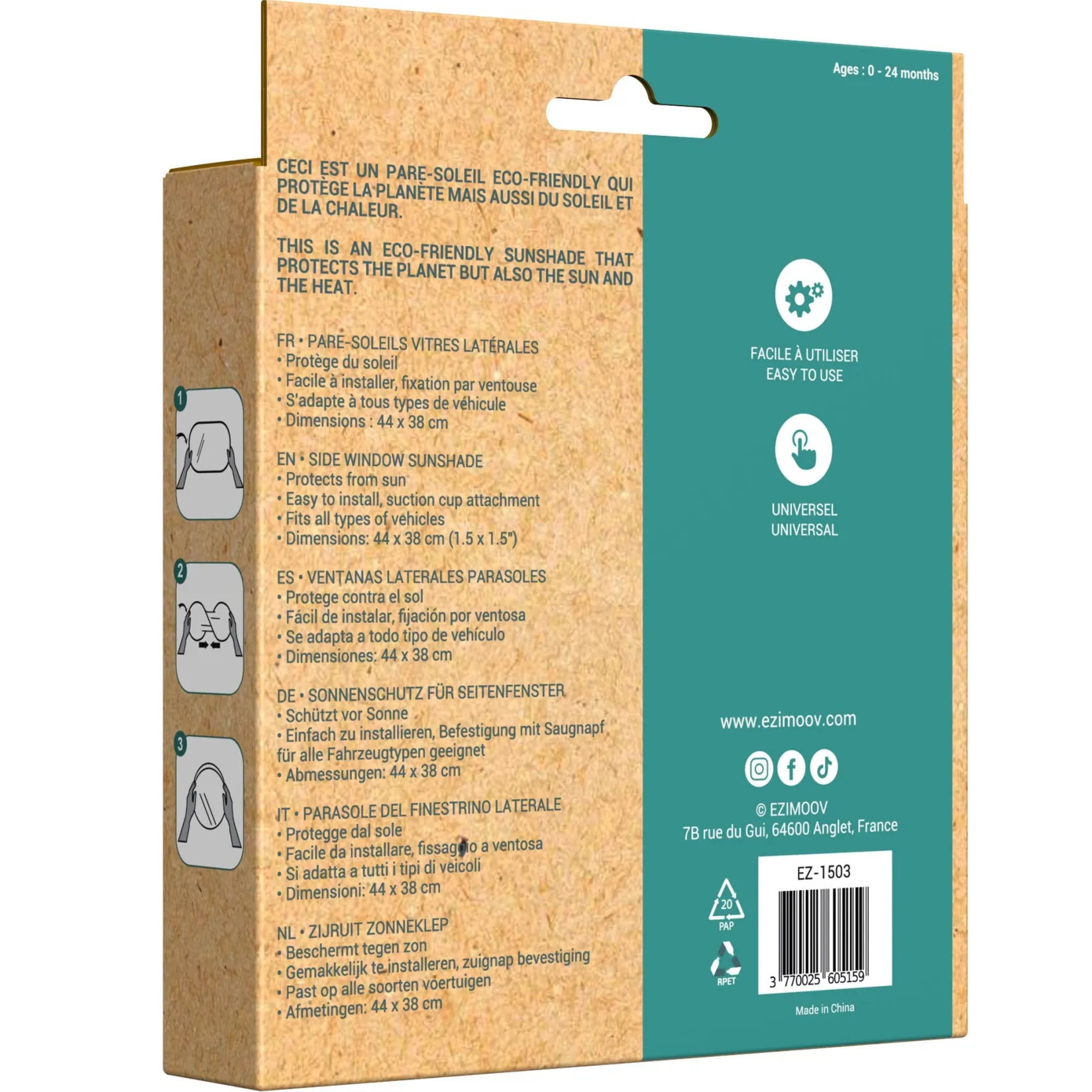 Car Seats & Booster Seats|Car Seats>Ezimoov Sun Shade Suction Cup Window x2