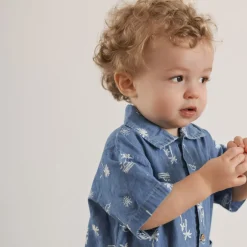 Rompers & Jumpsuits>Chat Botte Surf Chambray Romper 3-24m Denim
