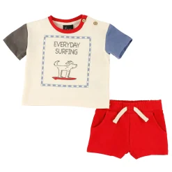 Outfit Sets>Chat Botte Surf Dog Short Set 3-24m Red
