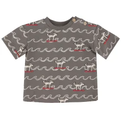 Tops>Chat Botte Surf Dogs T-shirt 3-24m Charcoal