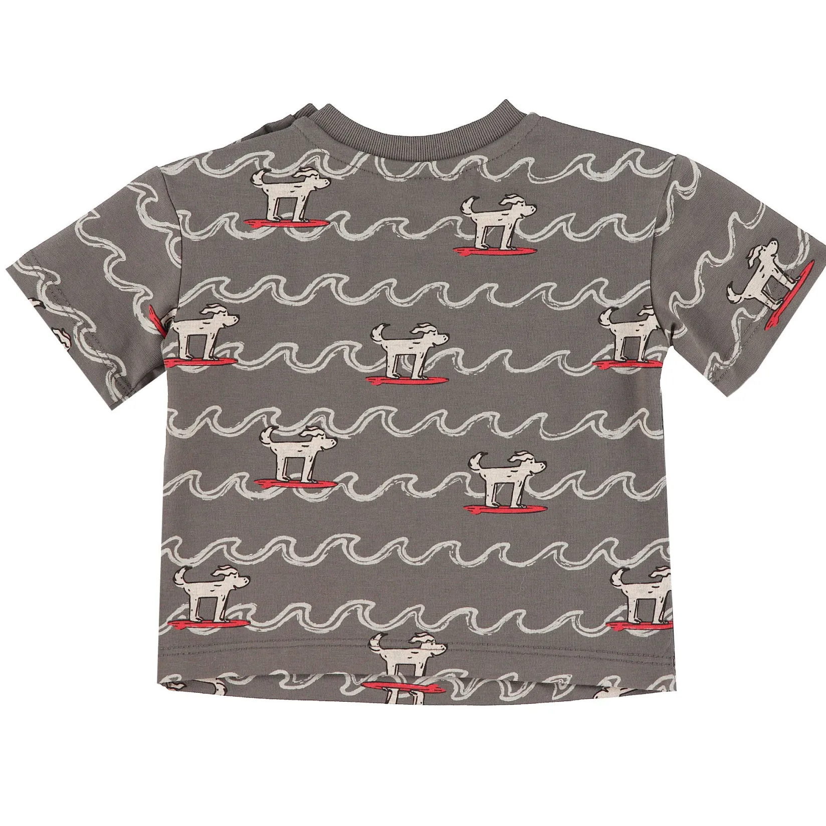 Tops>Chat Botte Surf Dogs T-shirt 3-24m Charcoal