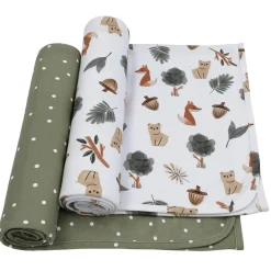 Blankets|Blankets>Living Textiles Swaddle Blanket (2) Jersey - Forest