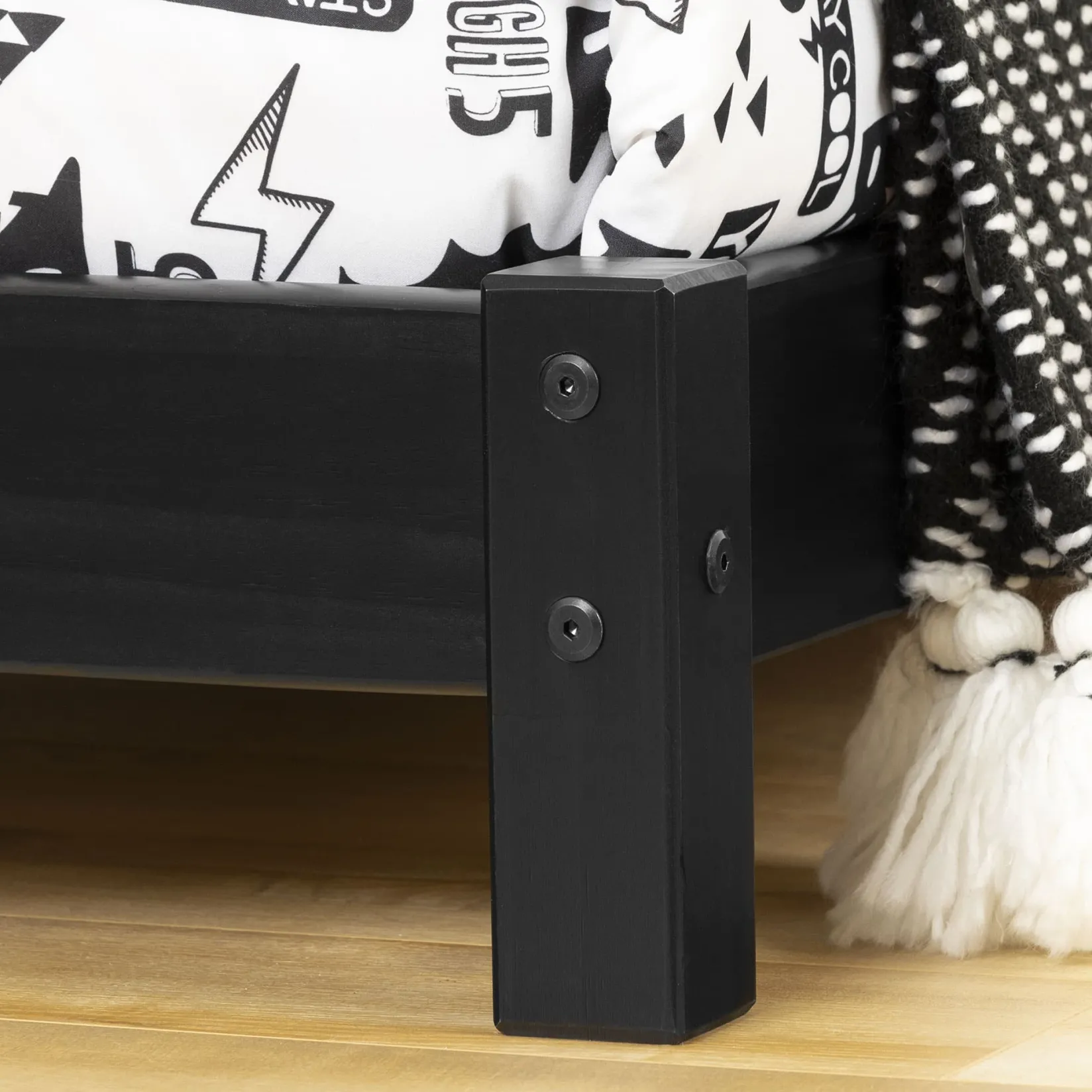 Twin, Full & Queen Beds>South Shore Sweedi Bed with House Bed Frame Headboard - Matte Black