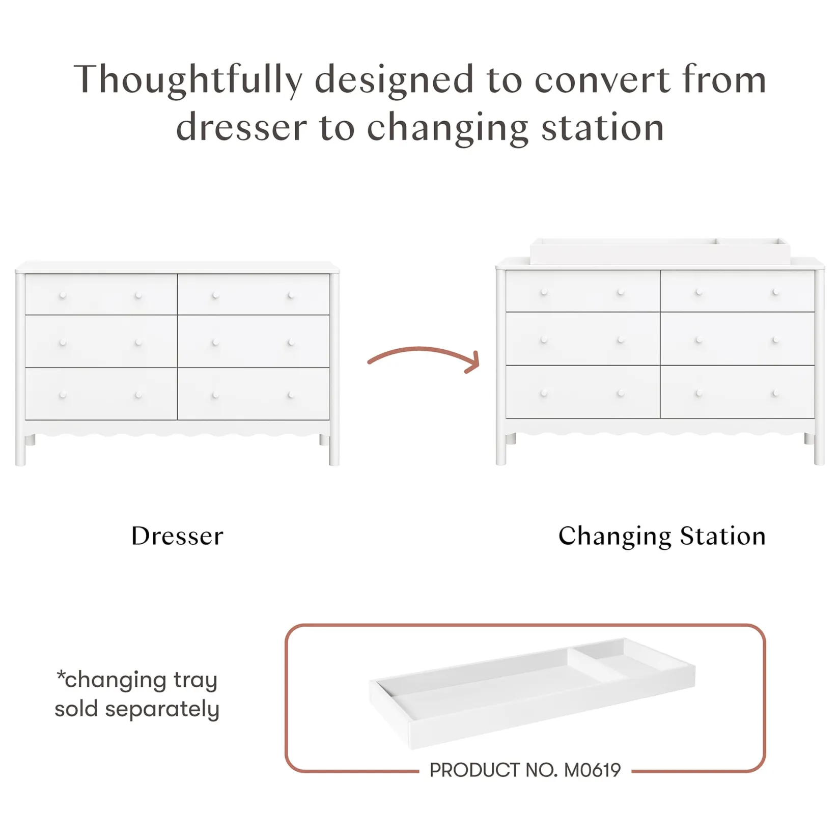 Storage Furniture>Babyletto Swell 6 Drawers Assembled Dresser- White