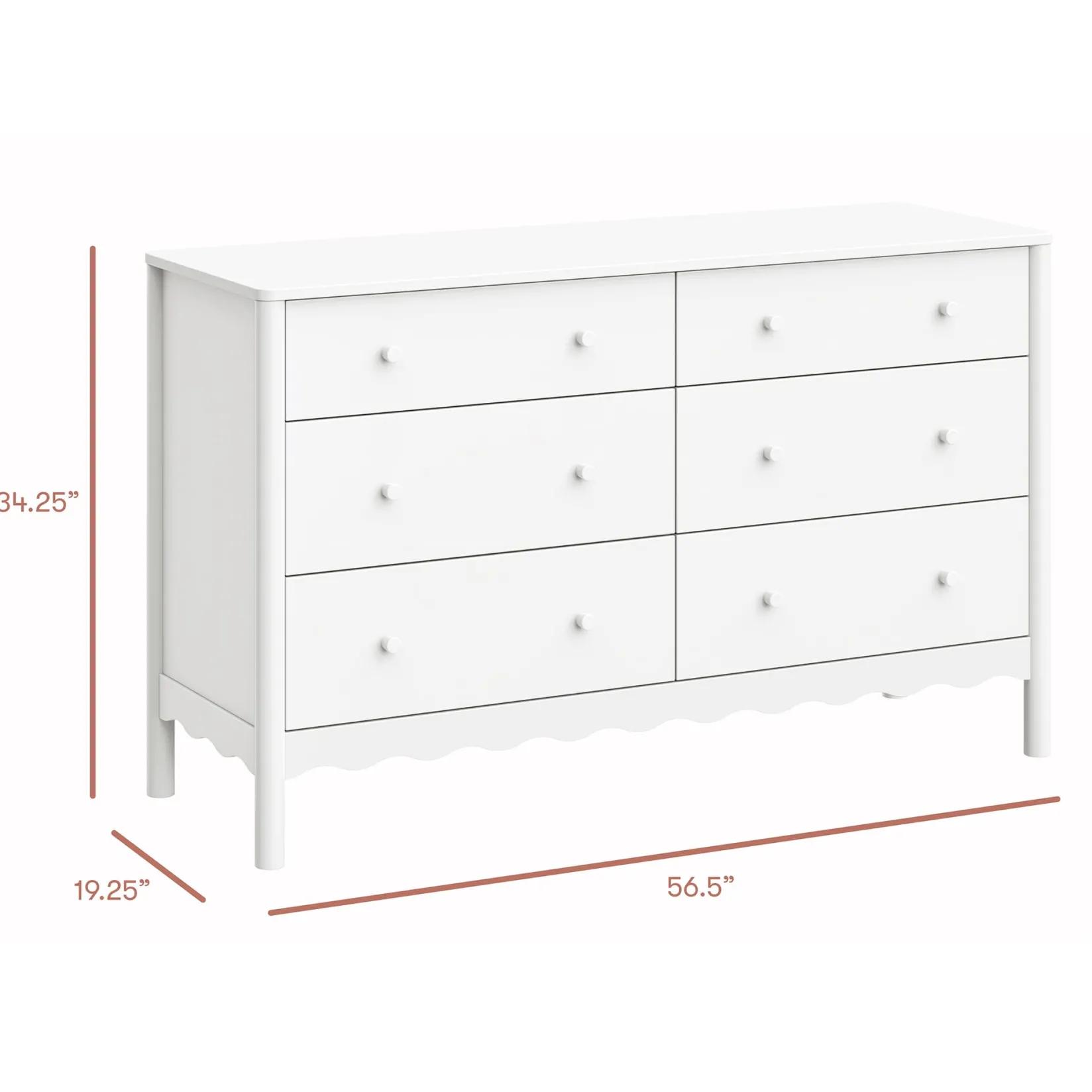 Storage Furniture>Babyletto Swell 6 Drawers Assembled Dresser- White