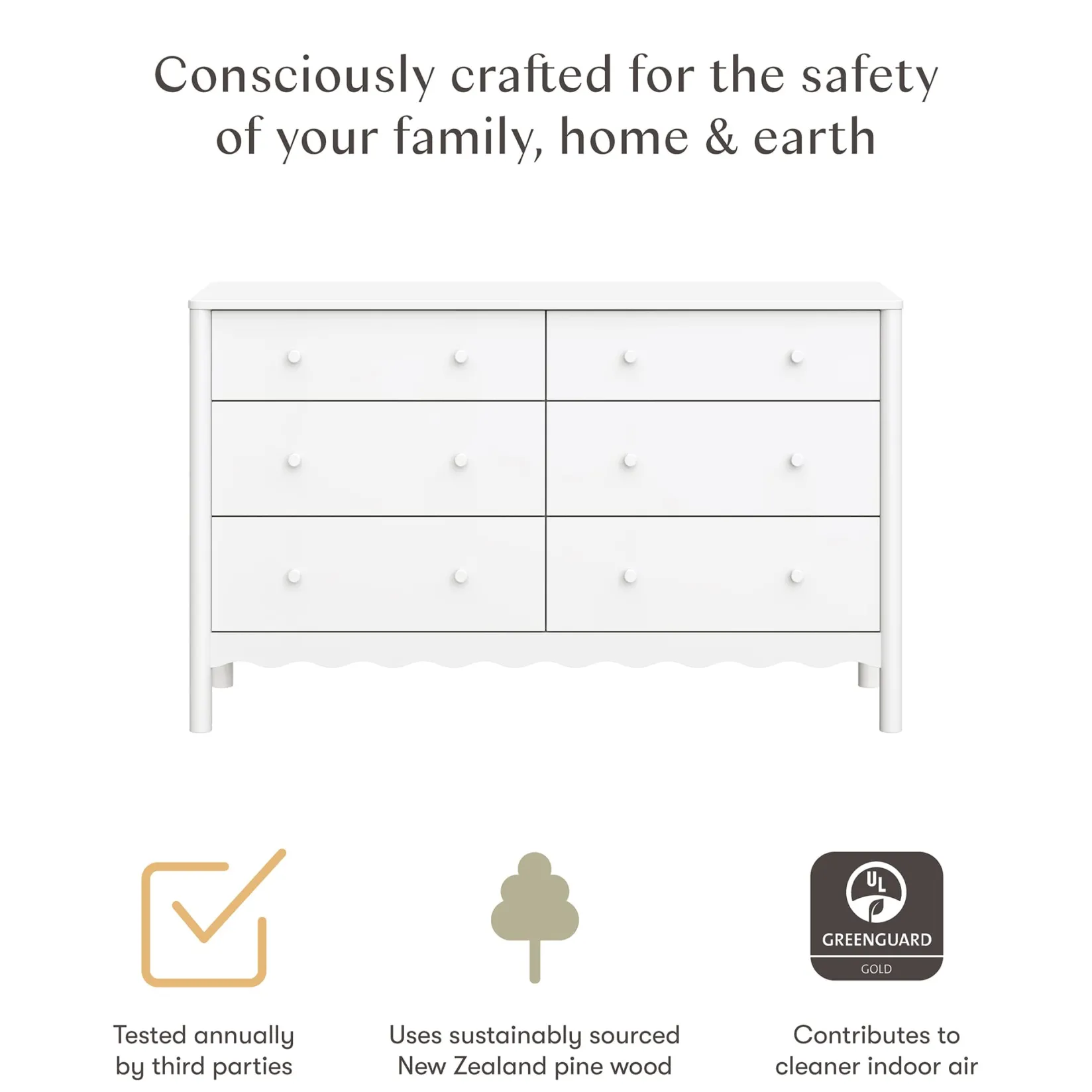 Storage Furniture>Babyletto Swell 6 Drawers Assembled Dresser- White