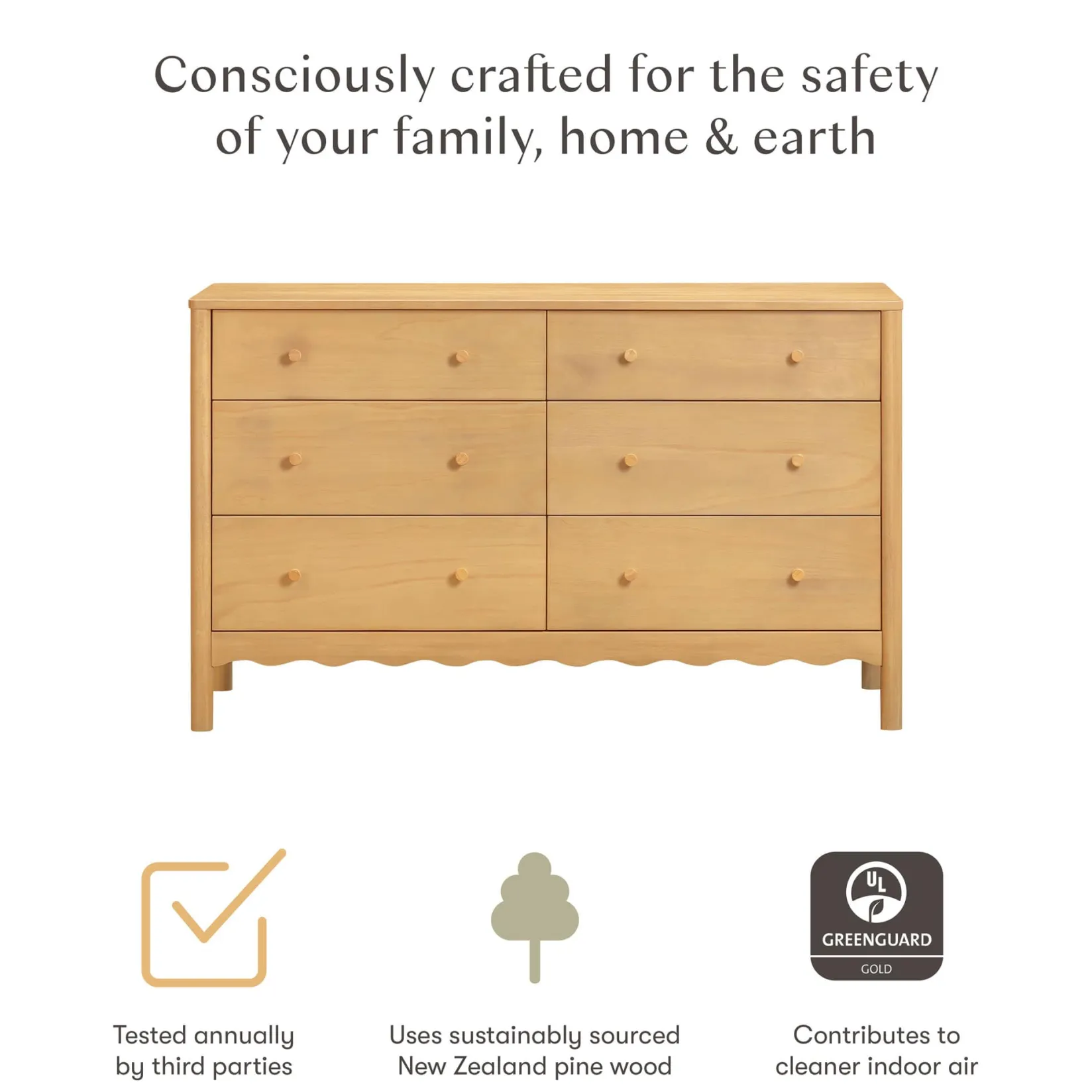 Swell 6-Drawer Assembled Dresser - Honey Storage Furniture