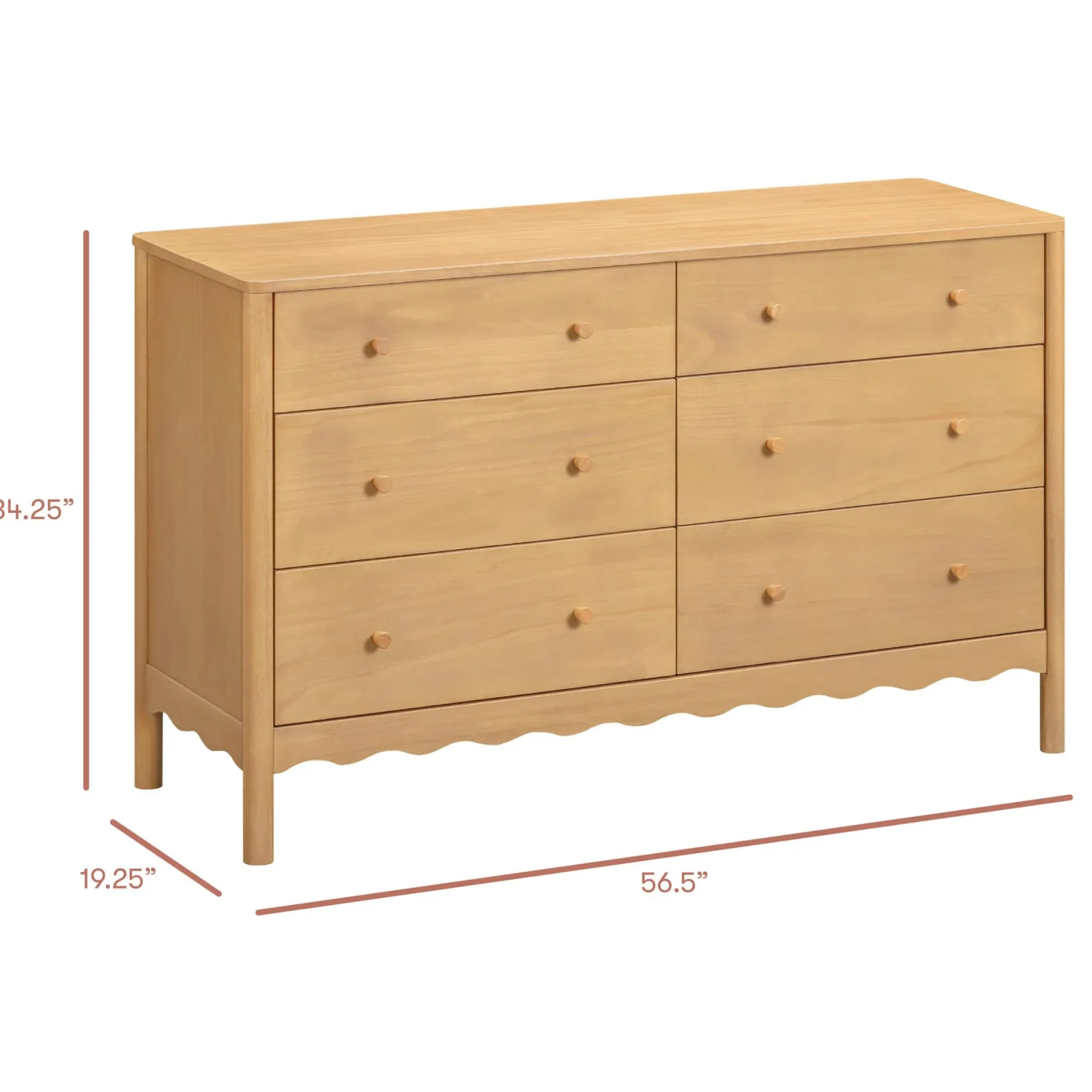 Swell 6-Drawer Assembled Dresser - Honey Storage Furniture