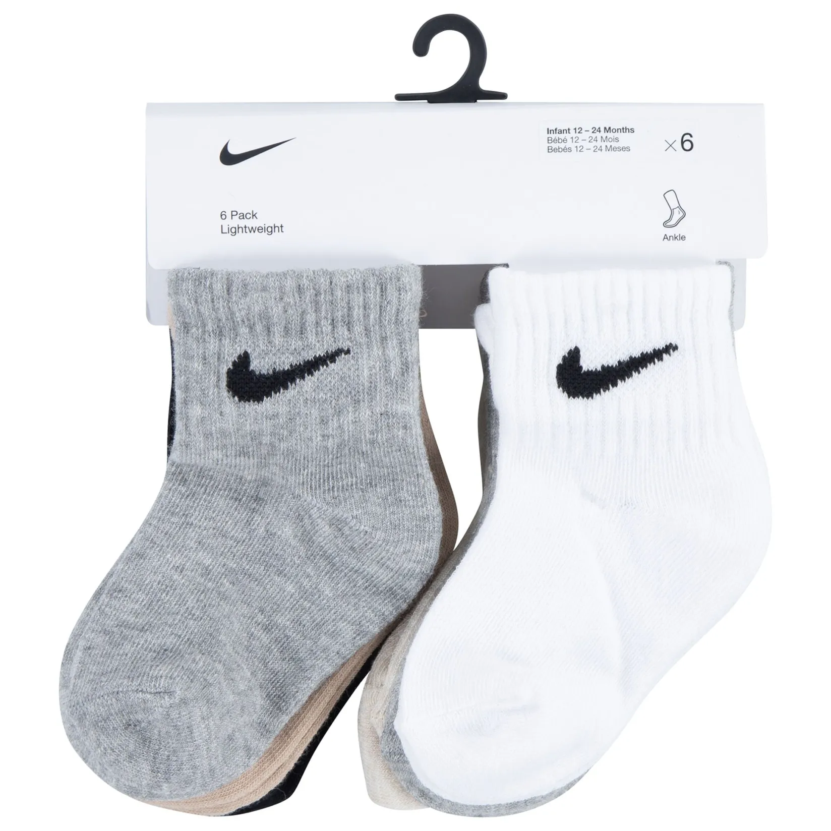Hot Swoosh Ankle Socks (6) 6-24m BOY Socks|Underwear & Socks