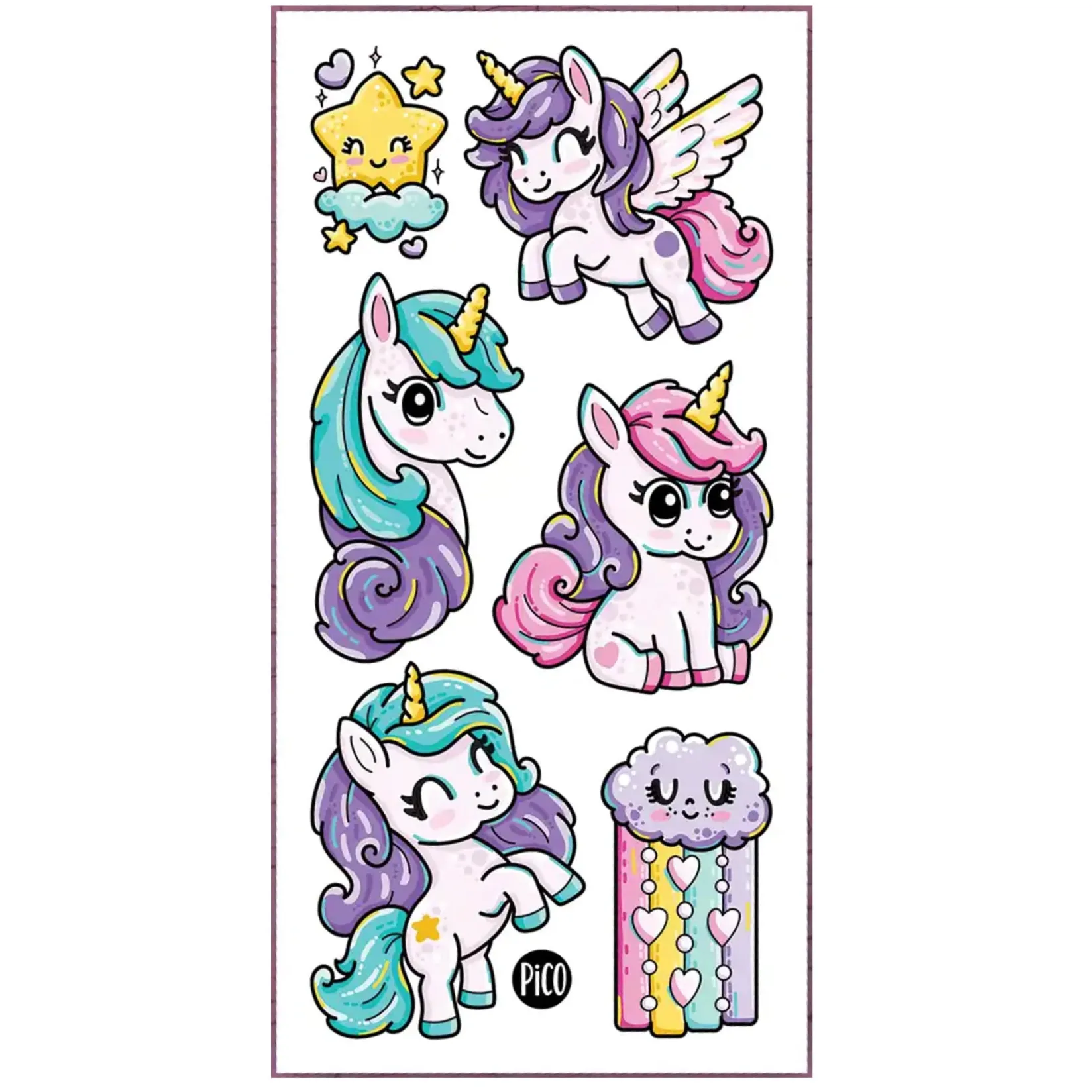 Outlet Tattoos Pico-rainbow Ponies Kids Temporary Tattoos|Diy & Activities
