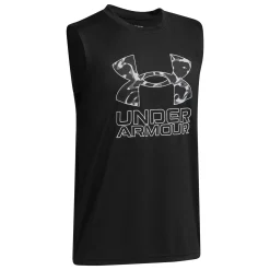 Sportswear|Tops>Under Armour Tech Hybrid Print Tank 8-16 Black