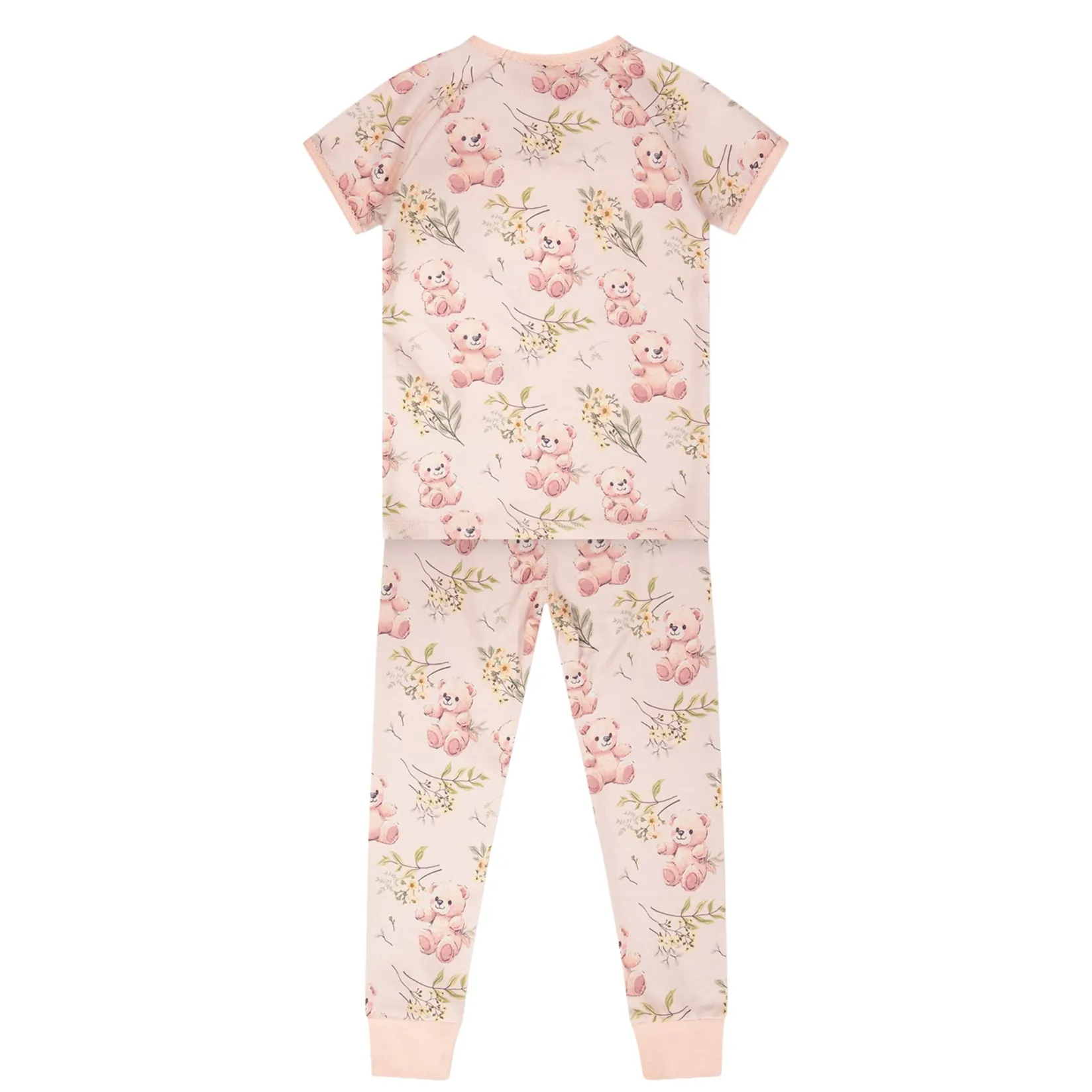 Pajamas & Bathrobes>Deux par Deux Teddy Bear Pajama Set 2-6 Pink