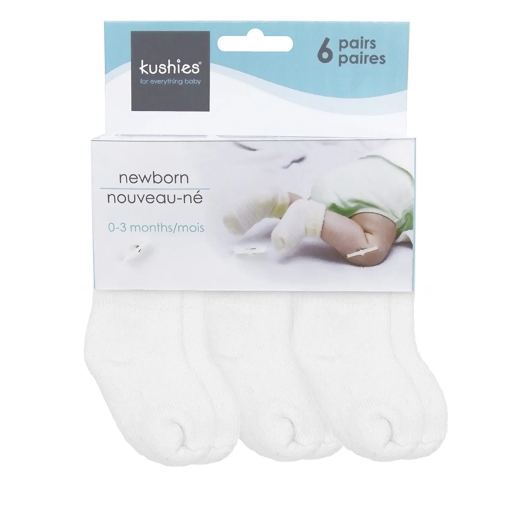 Socks|Underwear & Socks>Kushies Terry Sock (6) Newborn - White