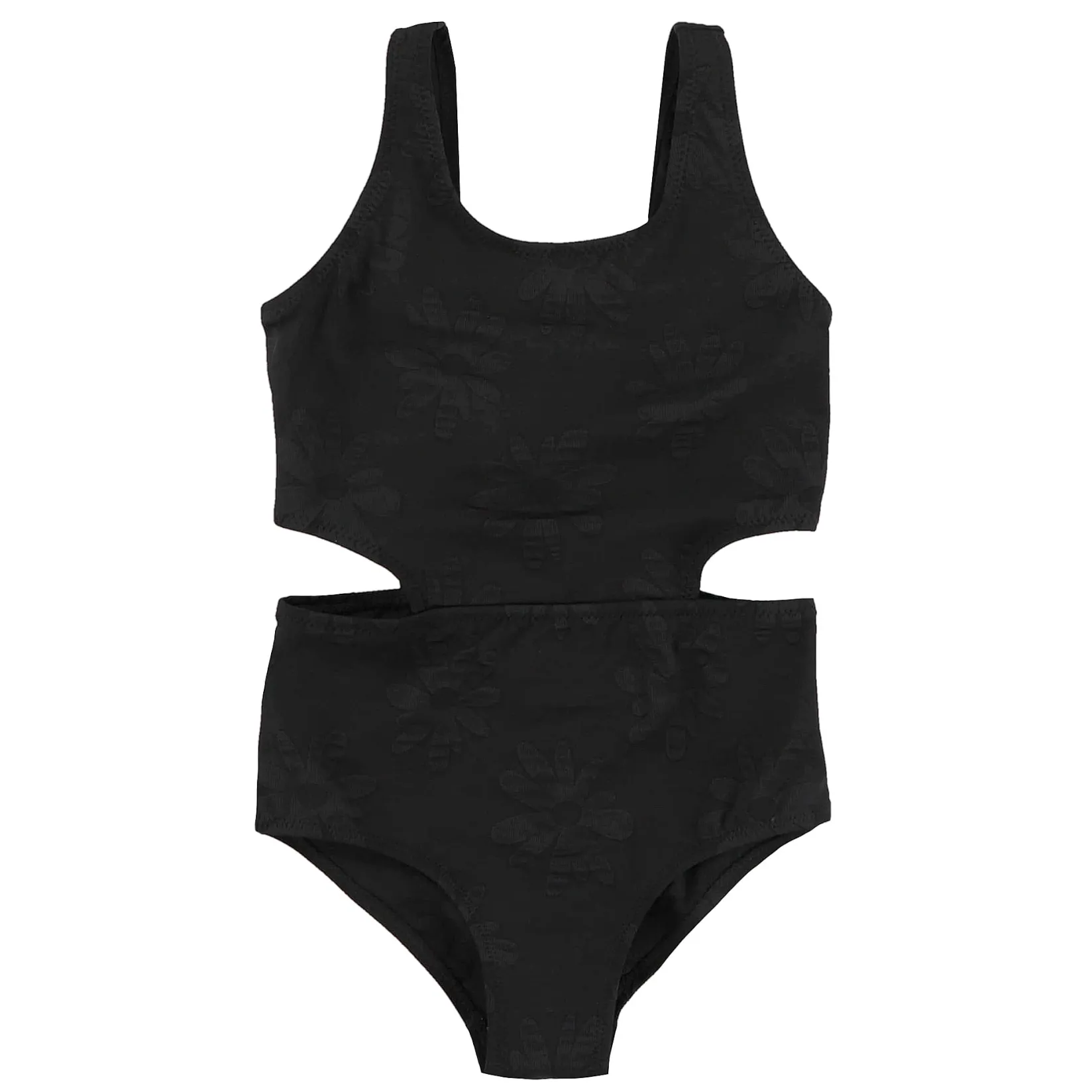 Swimsuits>Look Textured Daisies Swimsuit 2-14y Black
