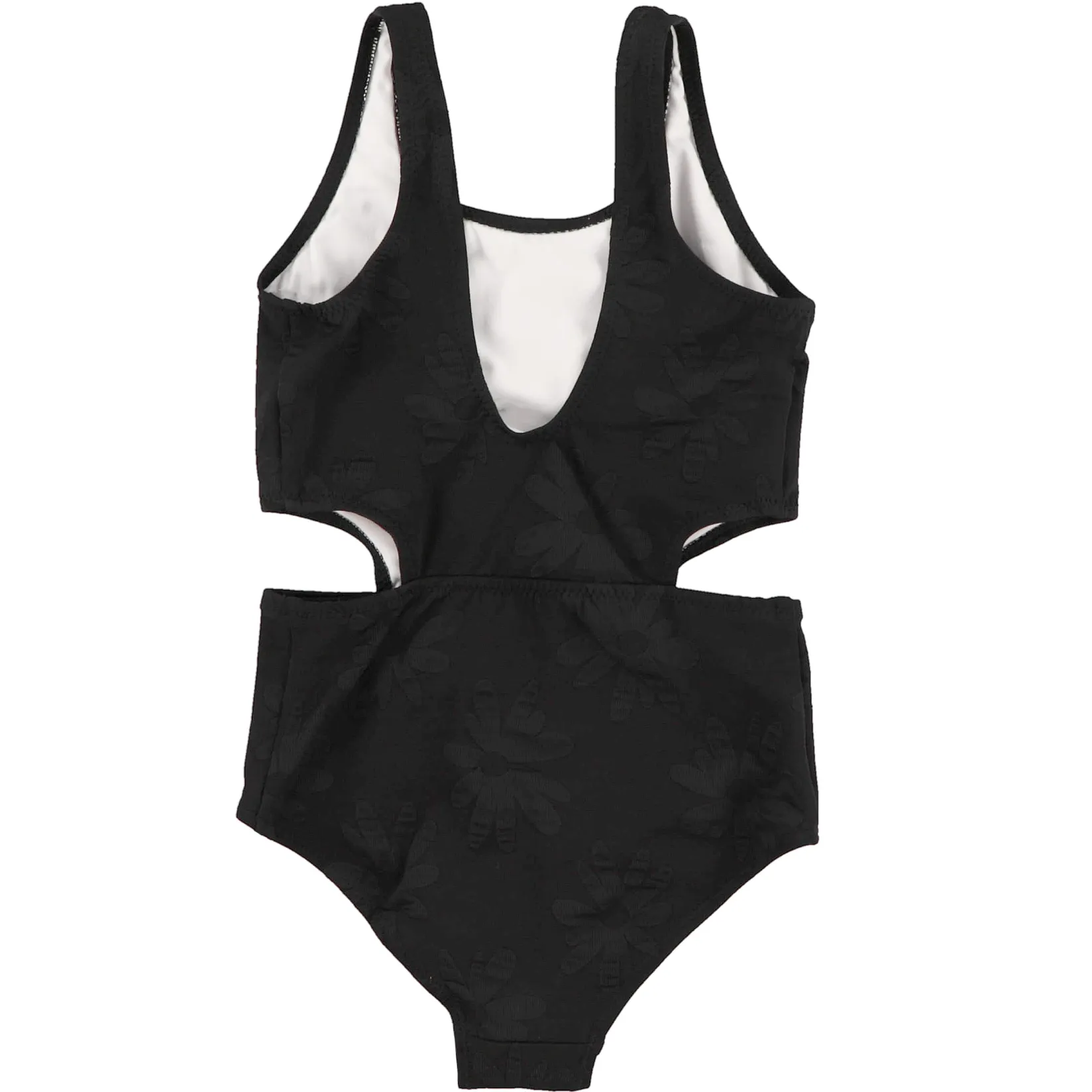 Swimsuits>Look Textured Daisies Swimsuit 2-14y Black