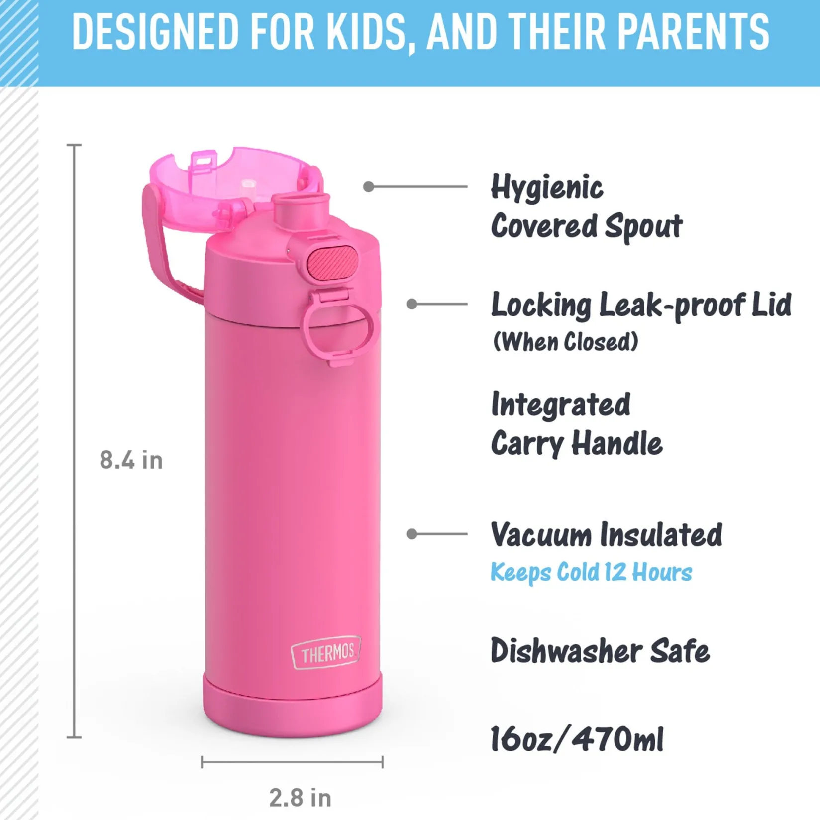 Tableware|Bottles & Insulated Bottles>Thermos Bottle 470ml - Neon Pink