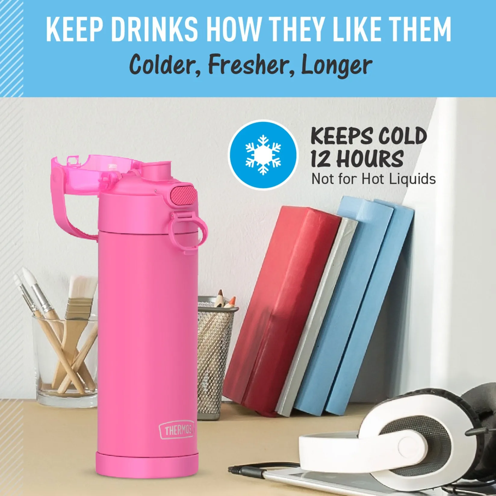 Tableware|Bottles & Insulated Bottles>Thermos Bottle 470ml - Neon Pink
