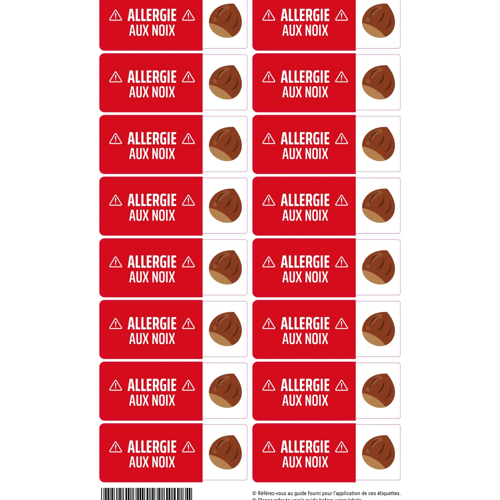 Hot Étiquettes allergie - Noix Kids Allergy Stickers|Personalized Name Labels