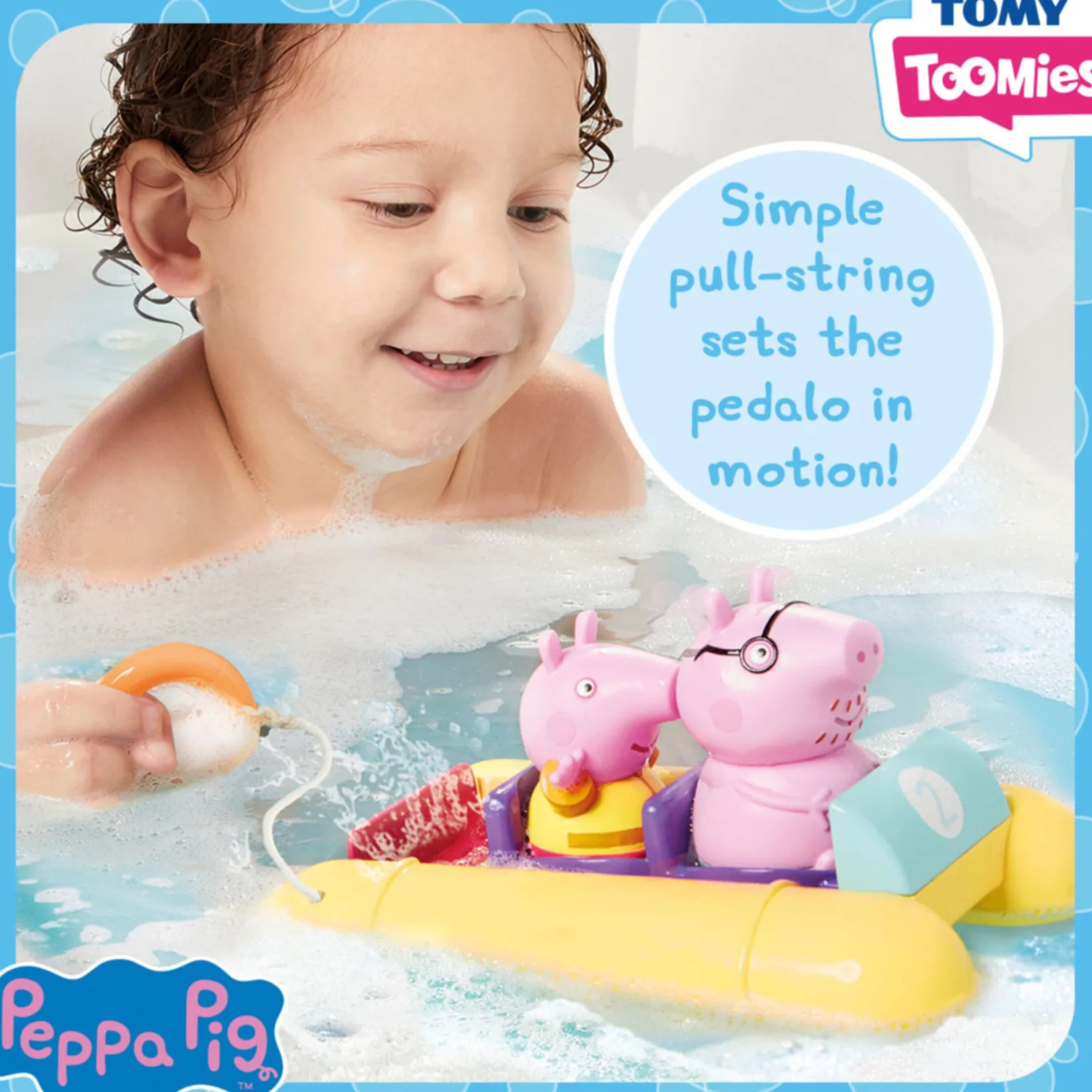 Toomies Peppa Pig Peppa Pull & Go Pedalo Bath Toys|Bath Accessories