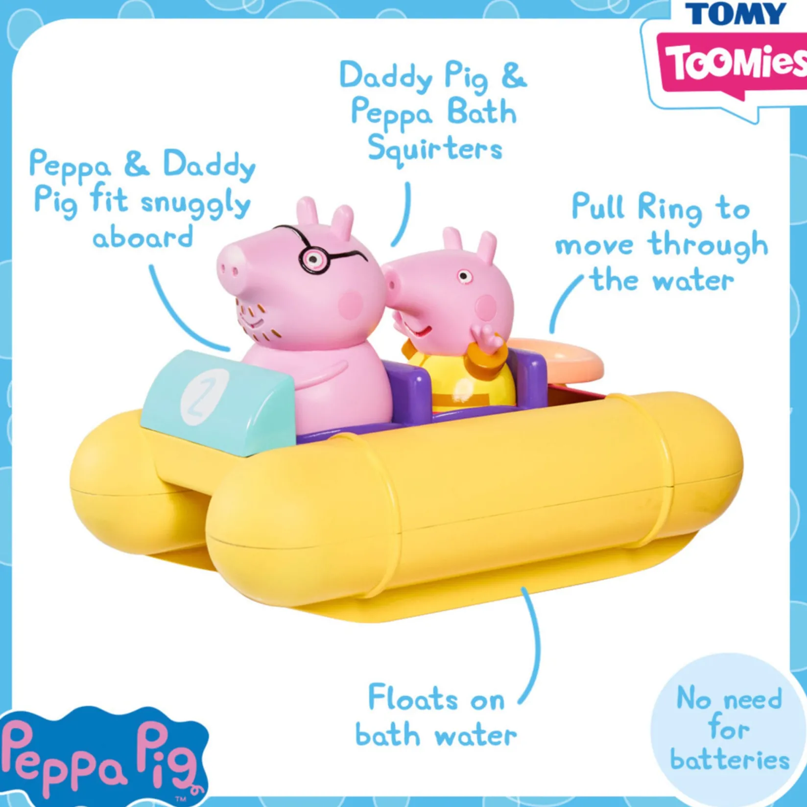Toomies Peppa Pig Peppa Pull & Go Pedalo Bath Toys|Bath Accessories