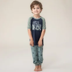 Pajamas & Bathrobes>Nano Tractors 3pc Pajamas 2-12 Green
