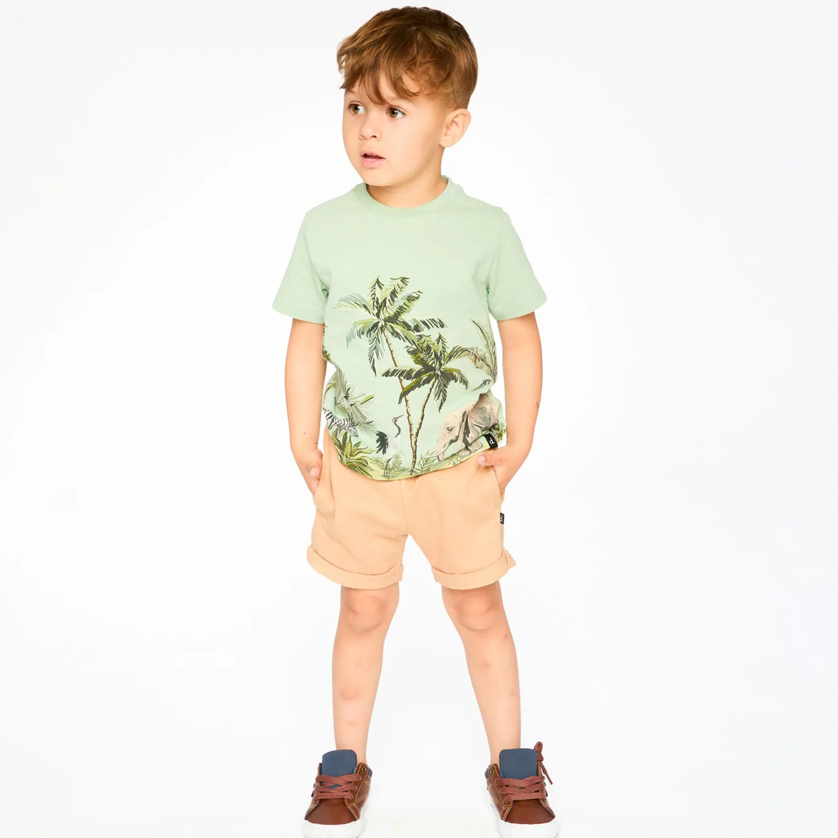 Tops>Deux par Deux Trail Safari T-shirt 3-6 Mint