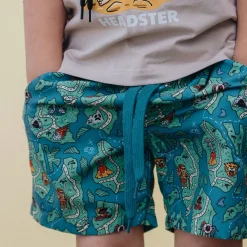 Swimsuits>Headster Kids Treasure Map Boardshort 2-12y Teal