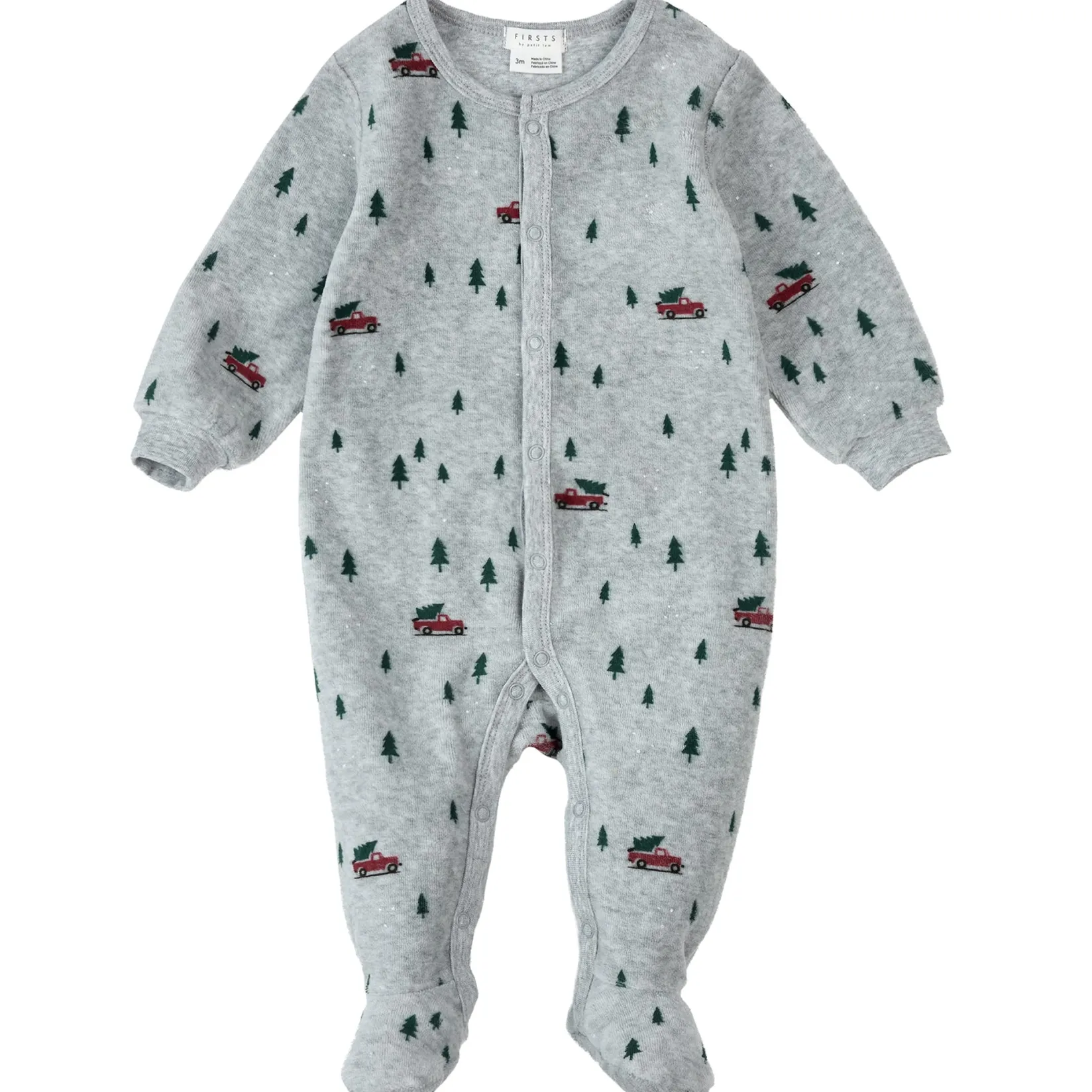 Trees Velour Pajamas 0-12m BOY Pajamas|Pajamas
