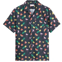 Tops>Public Beach Tropical Printed Shirt 8-16y Charcoal
