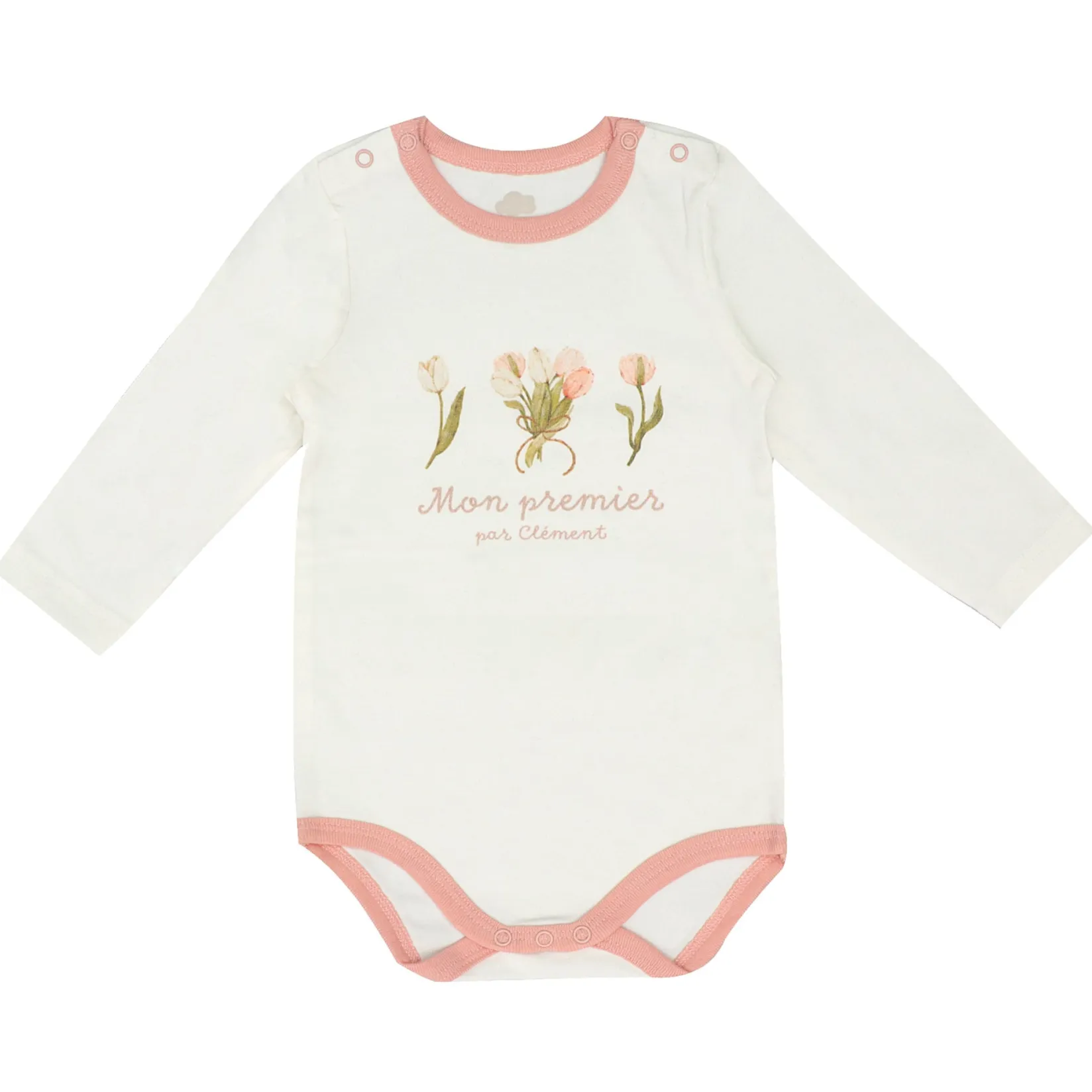 Preemie Clothing|Bodysuits>Mon Premier Tulips My First Bodysuit Premature-18m Ivory