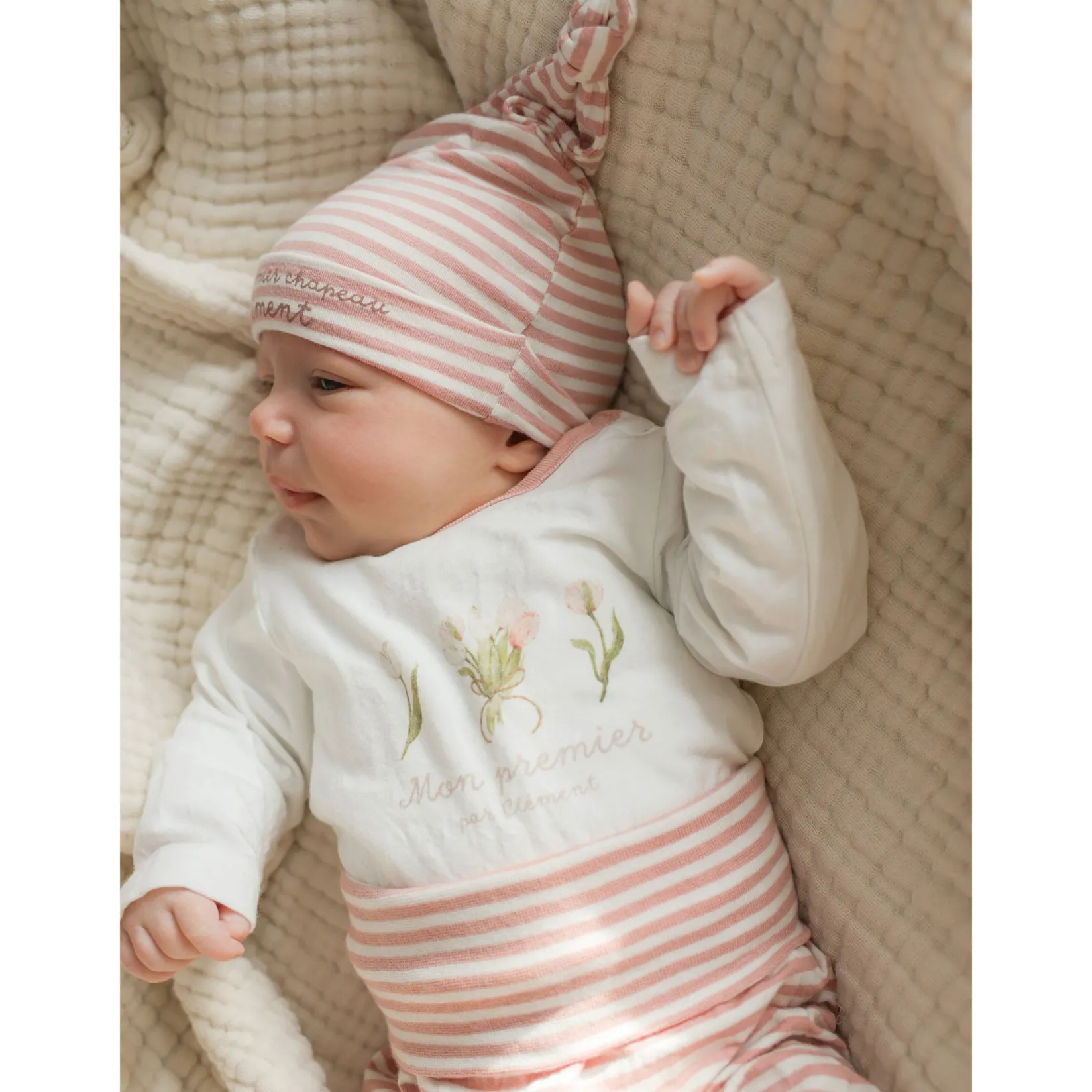 Preemie Clothing|Bodysuits>Mon Premier Tulips My First Bodysuit Premature-18m Ivory