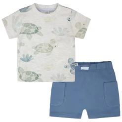Outfit Sets>Deux par Deux Turtle 2pces Set 3-24m Grey