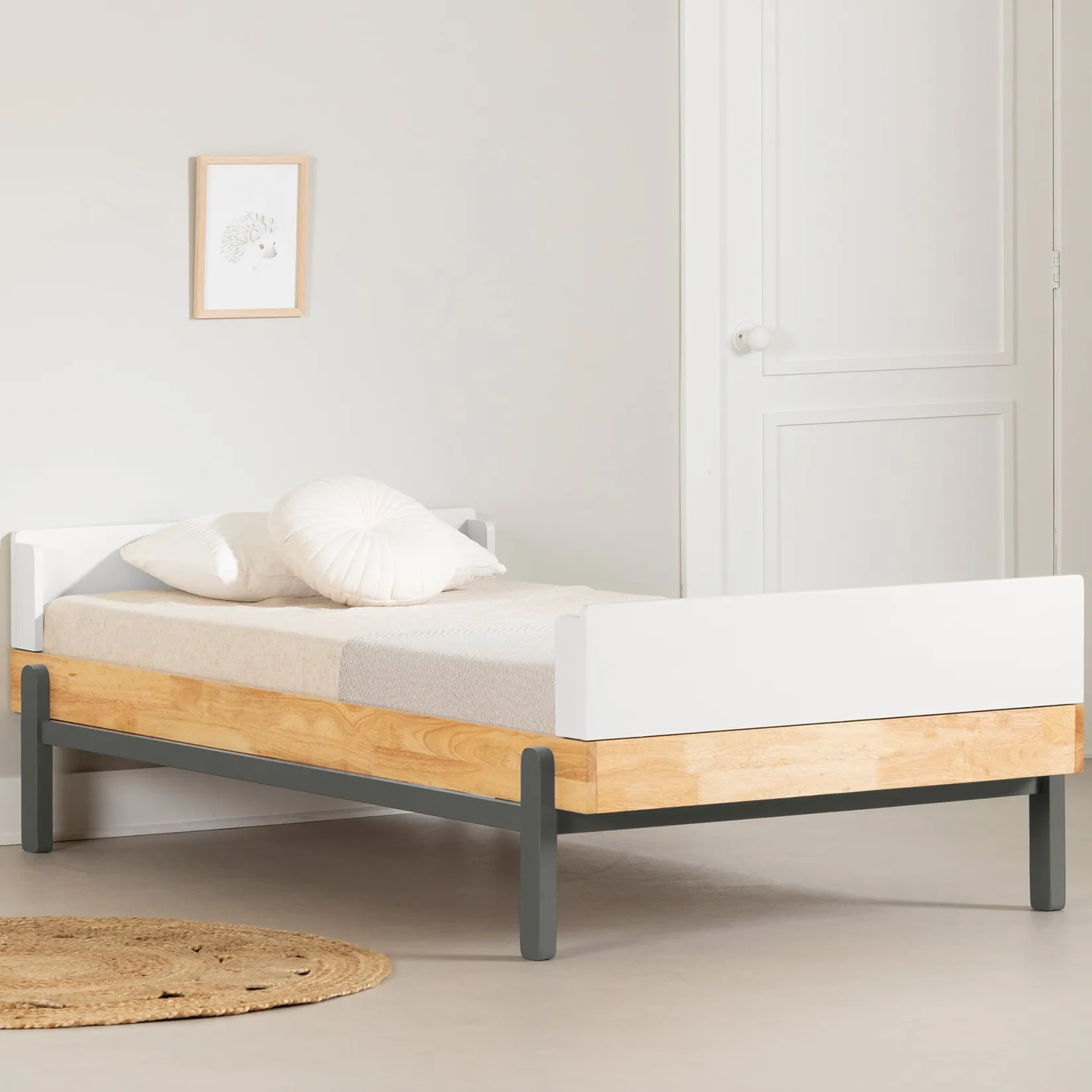 Twin, Full & Queen Beds>South Shore Twin Bed - Bebble Natural and Gray