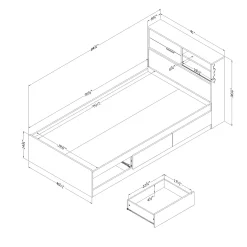 Clearance Twin Bed and Headboard Set - Fynn Gray Oak Twin, Full & Queen Beds