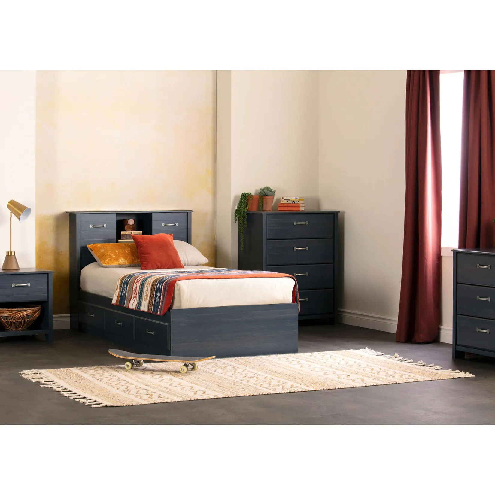 Twin, Full & Queen Beds>South Shore Twin Bed and Headboard Set - Ulysses Blueberry