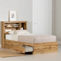 Twin, Full & Queen Beds>South Shore Twin Bed and Headboard Set - Tassio Nordik Oak