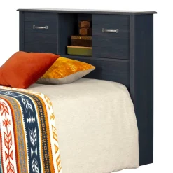 Sale Twin Bed Bookcase Headboard with Sliding Doors - Blueberry Twin, Full & Queen Beds