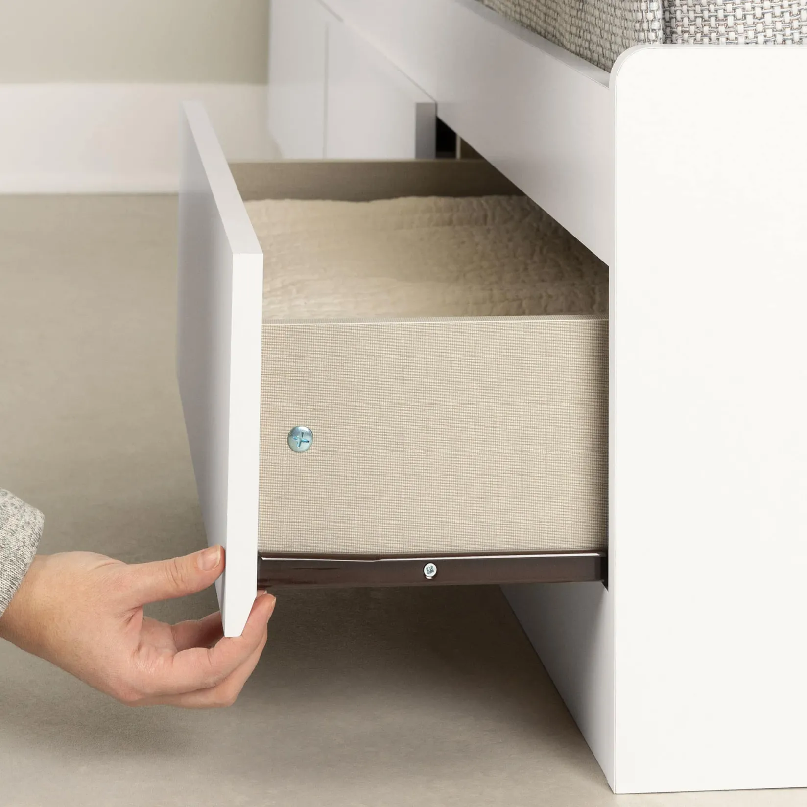 Discount Twin Bed with 3 Drawers - Fusion Pure White Twin, Full & Queen Beds