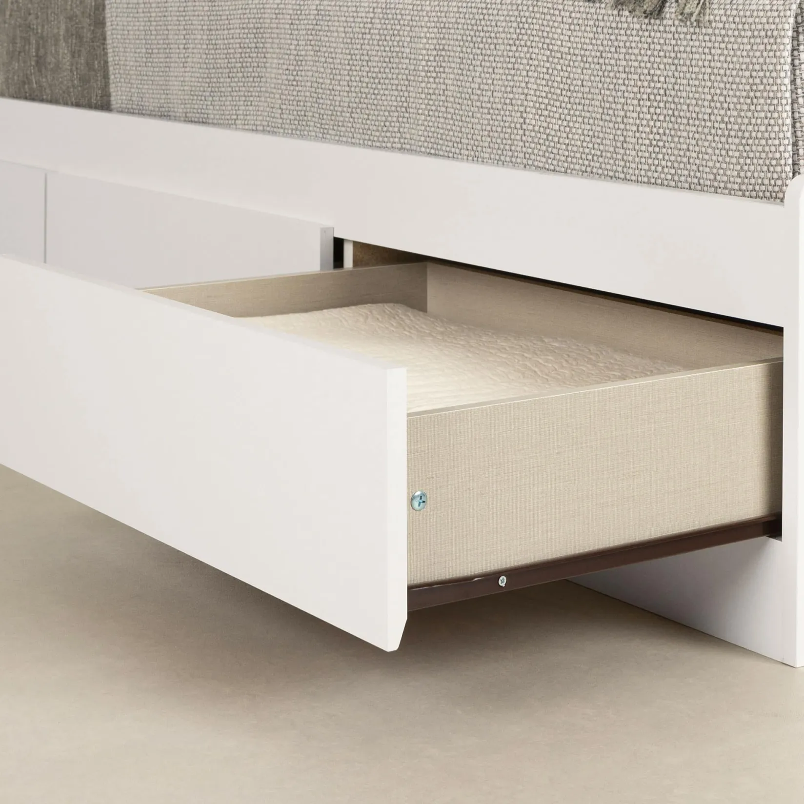 Discount Twin Bed with 3 Drawers - Fusion Pure White Twin, Full & Queen Beds