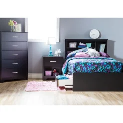 Online Twin Bed with 3 Drawers - Fusion Pure Black Twin, Full & Queen Beds