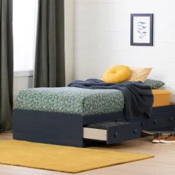 Twin, Full & Queen Beds>South Shore Twin Bed with Trawers Summer Breeze - Blueberry